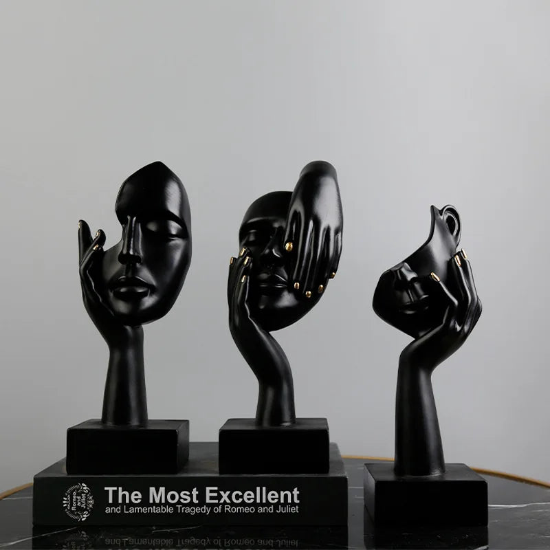 27cm bstract Face Sculpture Resin Thinker Figurines for Desktop Office Desk Living Room Table Collection Figurine