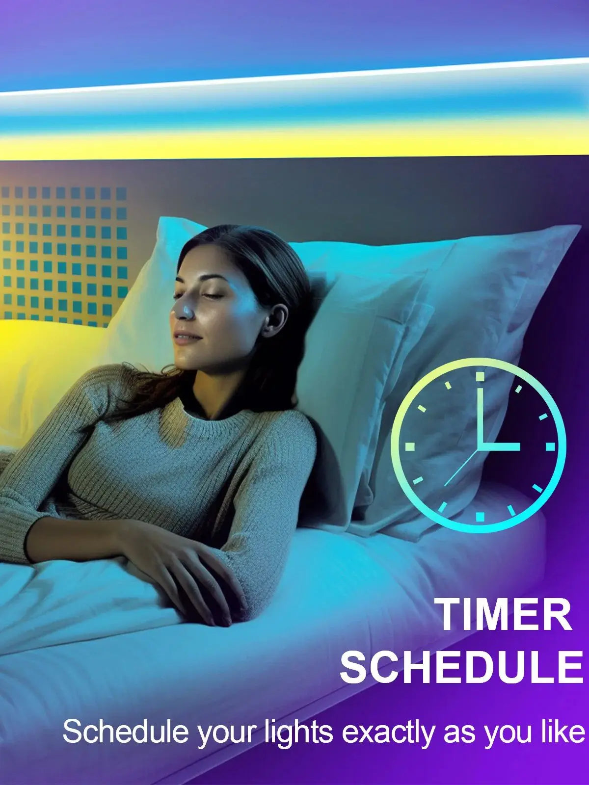 25/50/100/130ft smart LED light strip bedroom color-changing RGB light built-in microphone can rhythm with music su