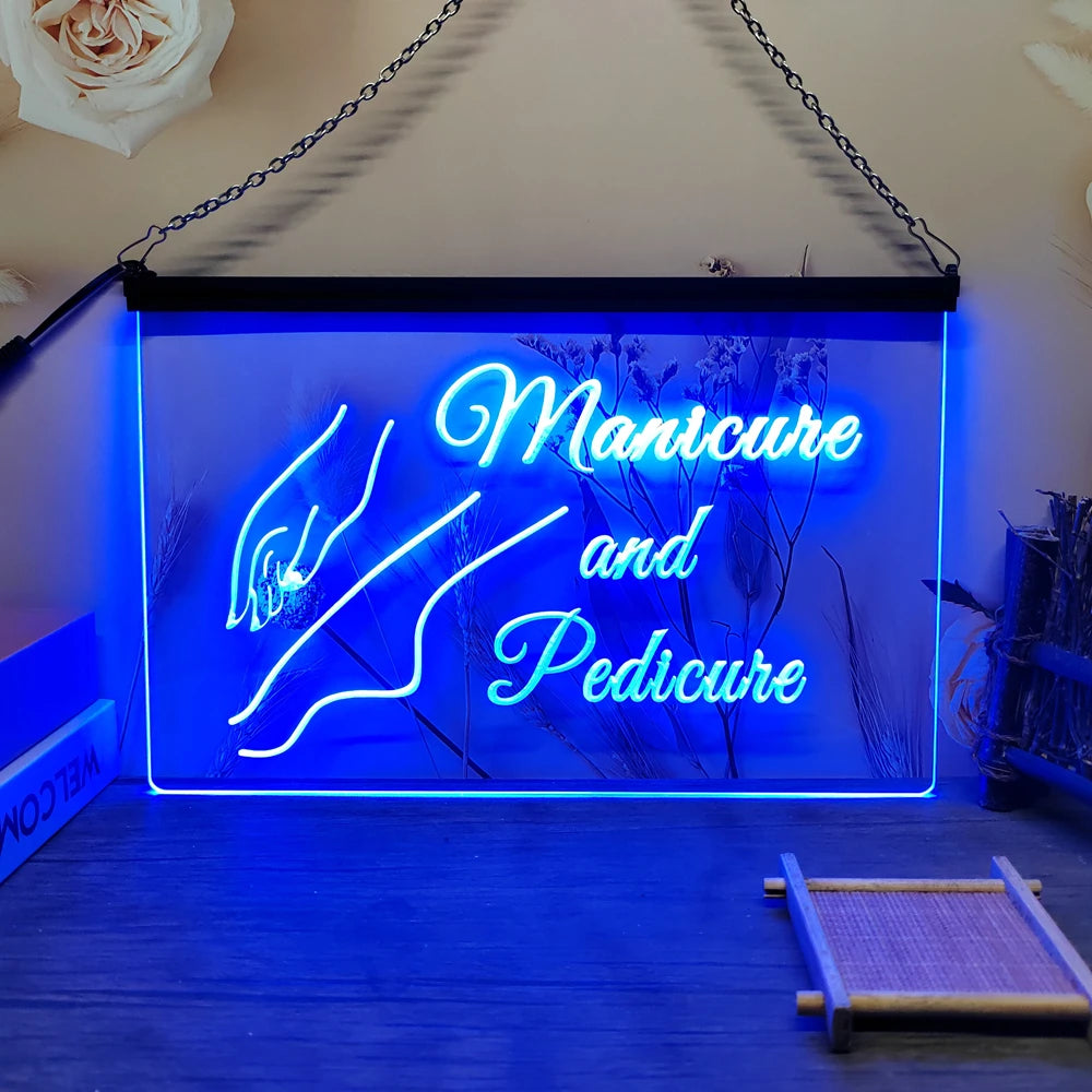 Manicure and Pedicure Art Decor For Salon Girls Room-LED Neon Sign-3D Carving Wall Art