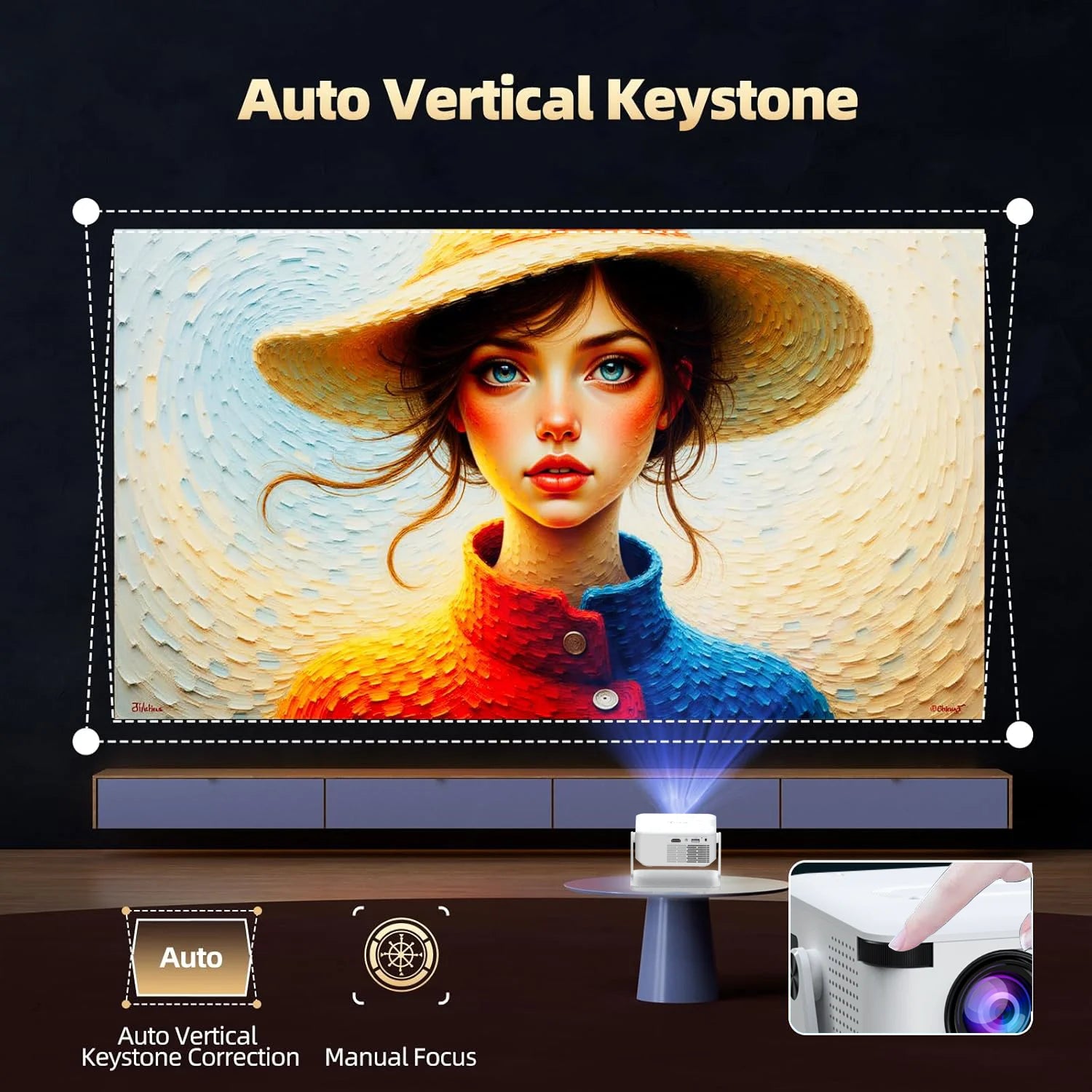 Digital Projector Android With Holder HD Video Smart Projector Outdoor with HDMI USB Wireless Connection for Home