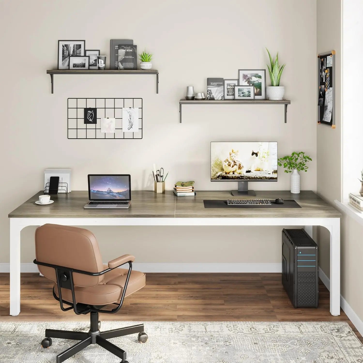 78.7 Inches Extra Long Computer Desk 2 Person Desk Double Long Desk Workstaion for Home Office
