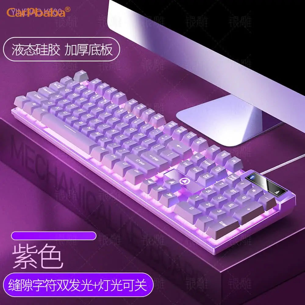Carpbaba K500 104 Key USB Wired Gaming Keyboard Color Backlit Mechanical Hand Feel Keyboard for Computer Laptop PC