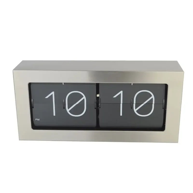 Metal Silver Flip Clock Large Table Clock Luxury Desk Clock Silent Office Interior Desktop Clocks Tabletop Bedroom