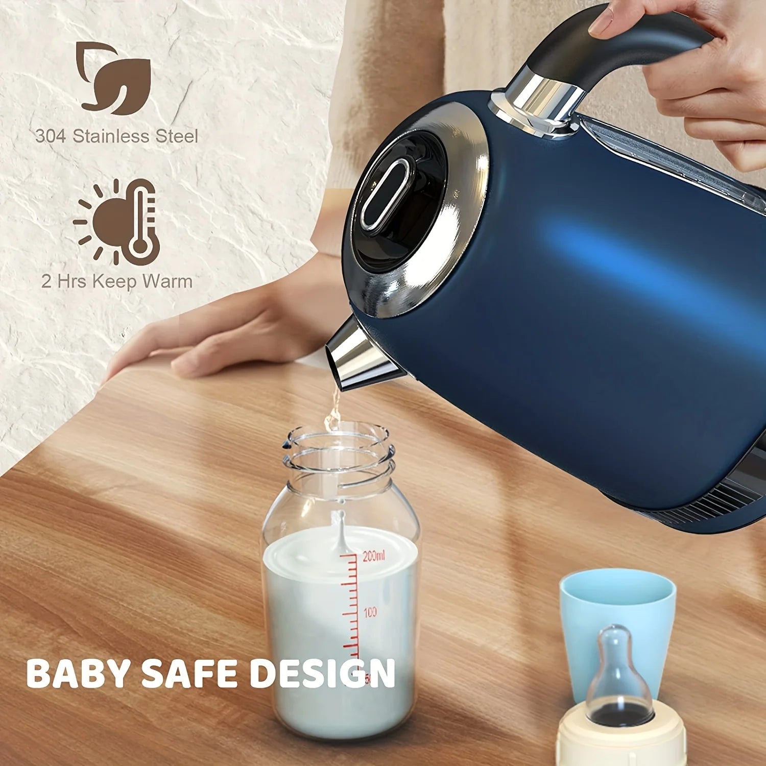 1pc 1.8QT Electric Kettle US Plug Temperature Control With 7 Heat Settings & LED Display (1100W) Kitchen and home