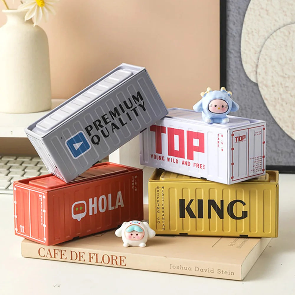 Mini Compact Iron Storage Container - Creative Desktop Organizer Desk Organizer Metal Box for Rings Chargers Pens Coins
