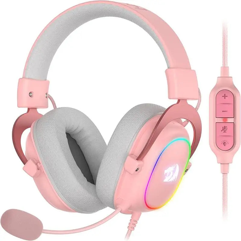Redragon H510 Zeus-X RGB Wired Backlit Gaming Headset 7.1 Surround Sound Multi Platforms Headphone - Pink / GERMANY