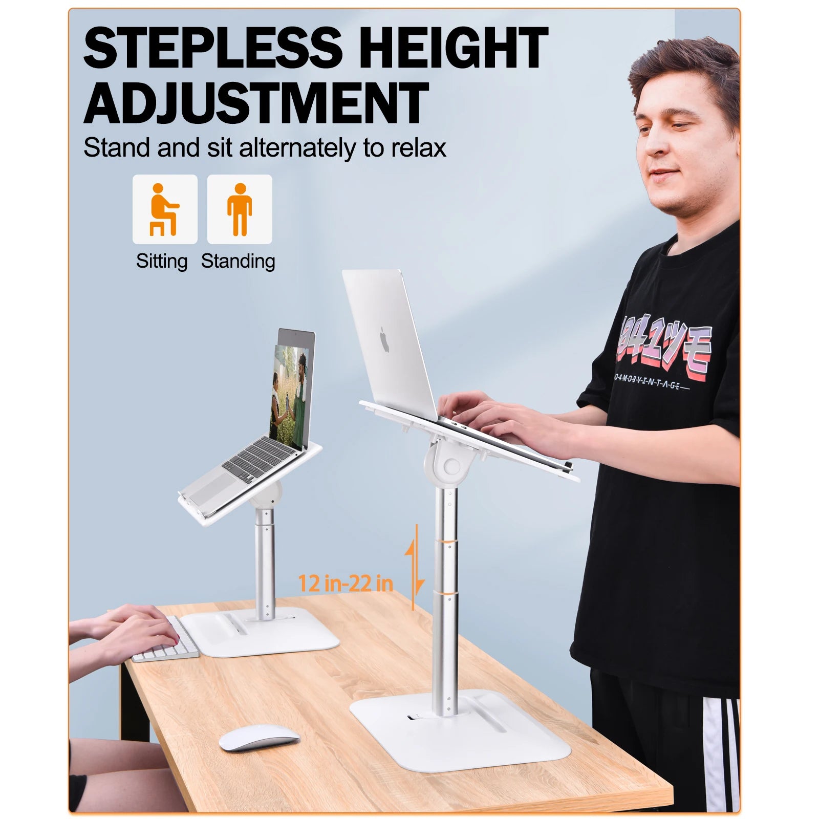 Eary Portable Laptop Stand for Desk Adjustable Height Holder for Macbook Air Pro Stable Stand Gifts for Girls Mom