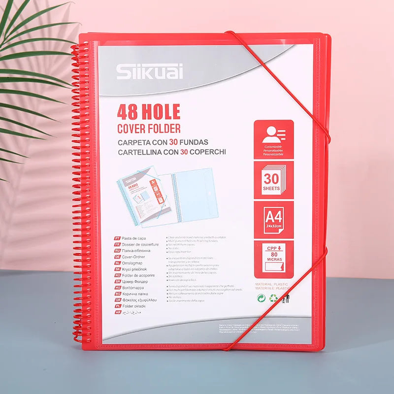 A4 Page 20/30/40 48 Hole Coil Rope Binding Information Book Student Exam Paper Office Stationery Supplies File Folders