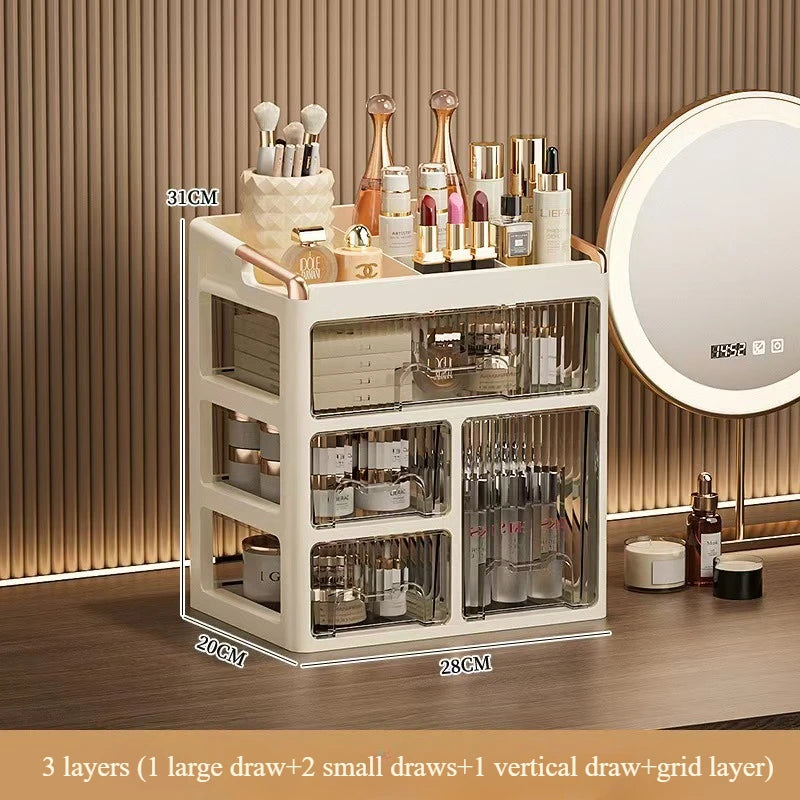 3-layer Minimalist High-end Cosmetics Storage Box Desktop Style Skincare Drawer Style Storage Cabinet Washbasin Storage
