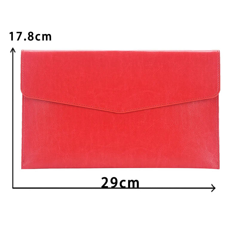 A5 Leather Document Storage Bag Folder Data Packet Man Woman PU Brown Business Bill File Bag School Office Supplies