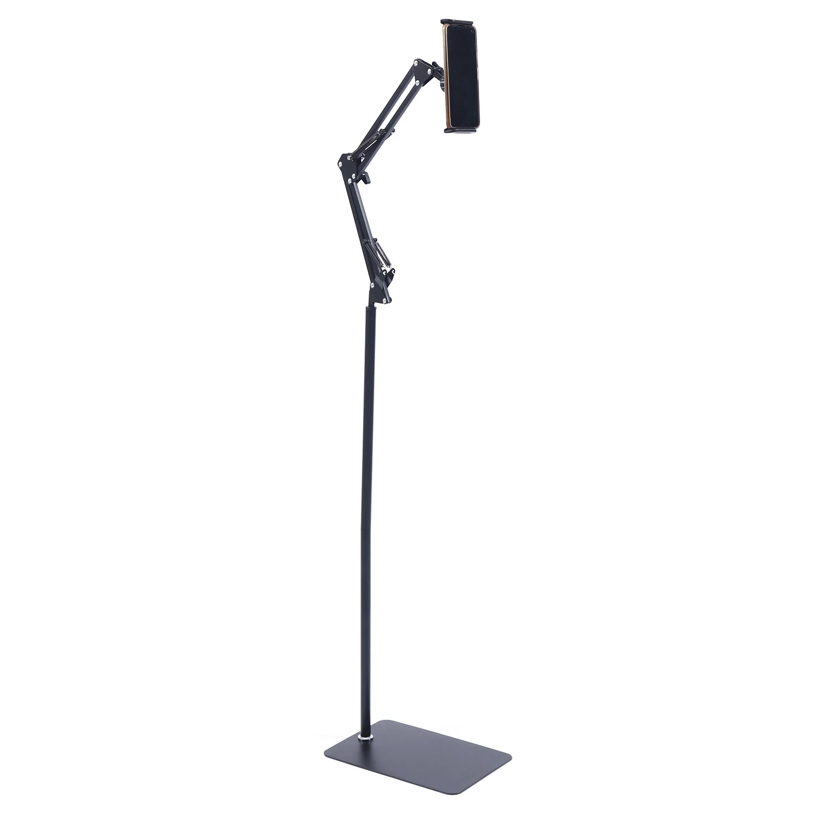 Adjustable Tablet Floor Stand 360° Swivel Height & Angle Adjustable Foldable Floor Holder Non-Slip Base for Home Office