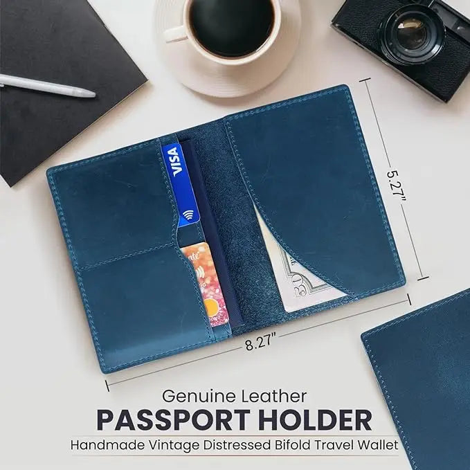 New Arrivals Genuine Crazy Horse Leather Passport Cover Solid Credit ID Card Case Holder Business Unisex Travel Wallet