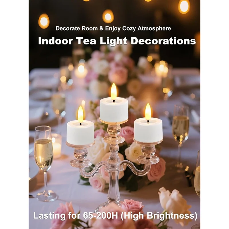 AS60-Flameless LED Tea Lights Rechargeable With Timer Romote Remote Candles For Wedding Centerpiece Table Decor