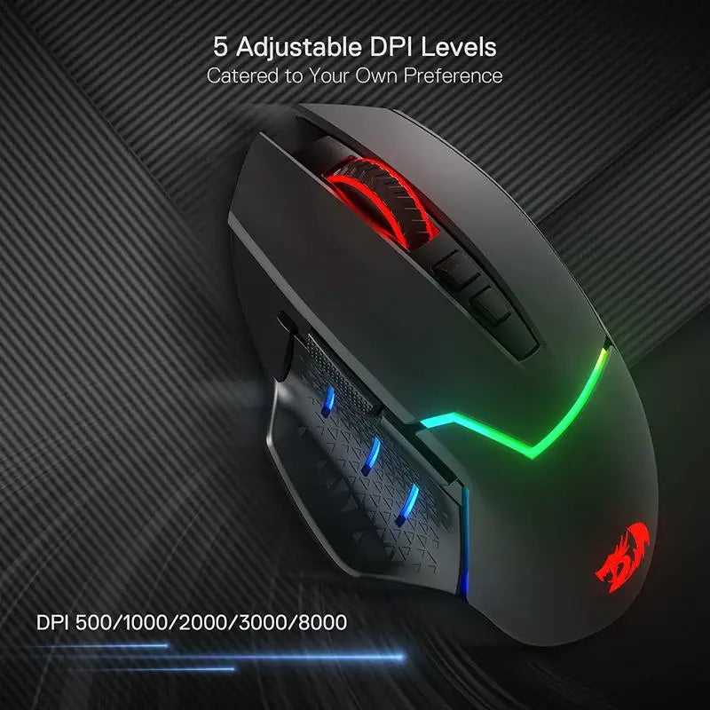 Redragon M690 PRO Wireless Gaming Mouse 8000 DPI Wired Mouse Rapid Fire Key 8 Macro Buttons for PC/Mac/Laptop