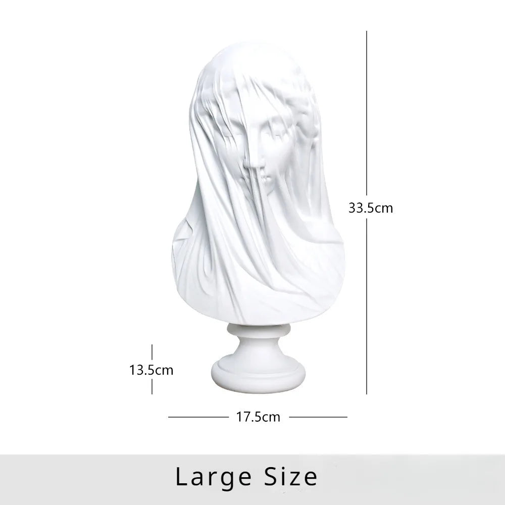 Veiled Lady Bust Greek Goddess Statue Classic Roman Mythology Gifts Maiden Sculpture Home Living Room Desk Bookshelf