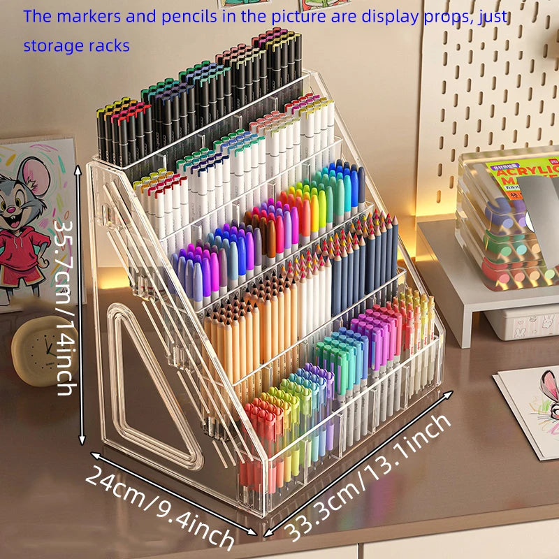 Watercolor pencil storage rack desktop large capacity acrylic partition stationery shop storage rack marker pen storage