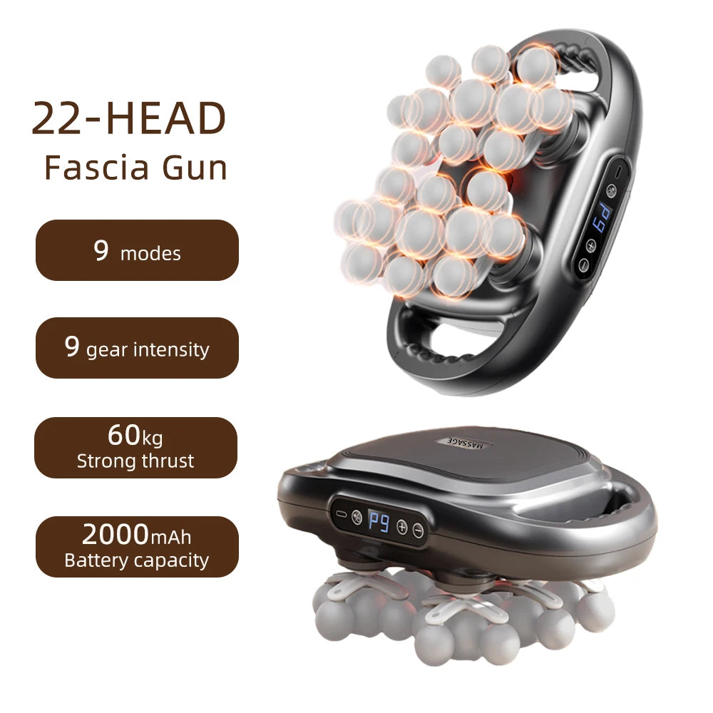 22-Head Fascia Gun High-Frequency Vibration Body Massage Gun Back and Waist Massager Neck Shoulder Massager Muscle