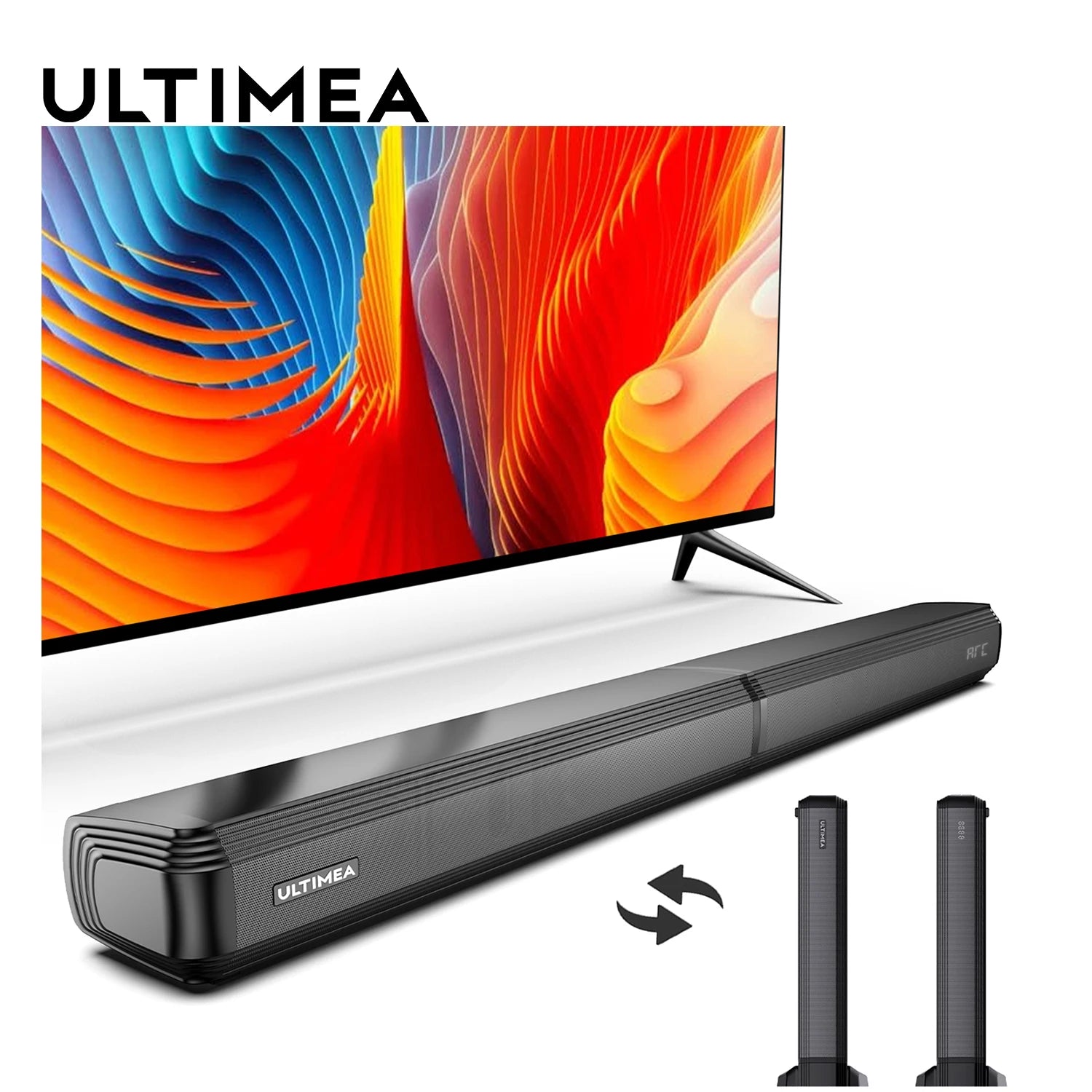 ULTIMEA 2.2ch Soundbar for TV Peak Power 100W 2-in-1 Detachable Bluetooth 5.3 Soundbar for TV 3 EQ Modes Bass