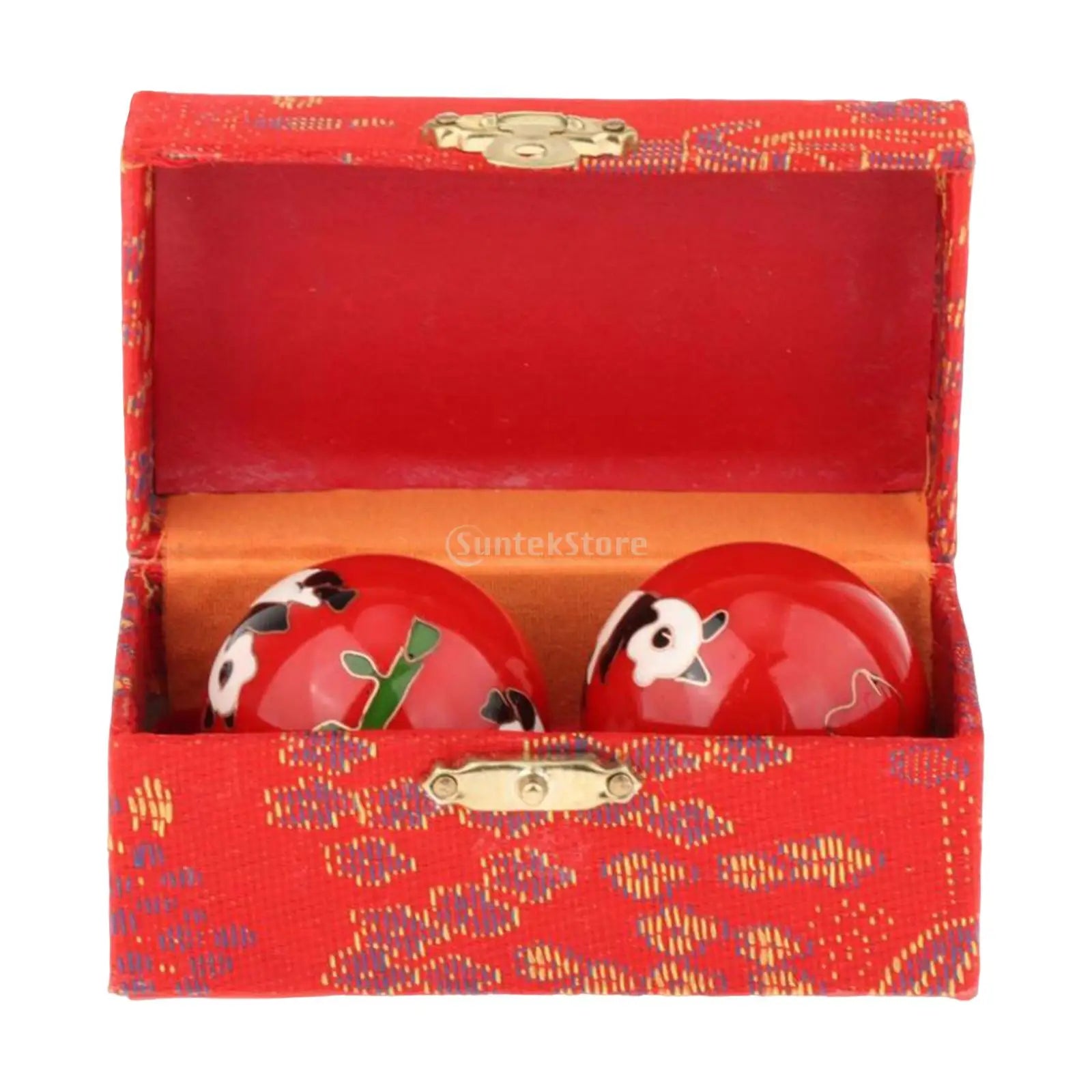 2pcs Chinese Baoding Balls With Fitness Seniors Finger Dexterity Massager Baoding Balls Relax - Panda Red 47mm