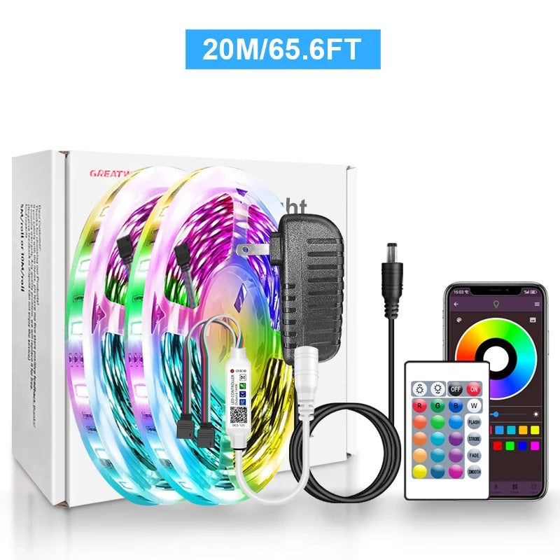 LED Strip Lights RGB 5050 LED Strips Bluetooth APP Control Color Changing DC 12V 30LEDS/M Per Meter For Bedroom Room