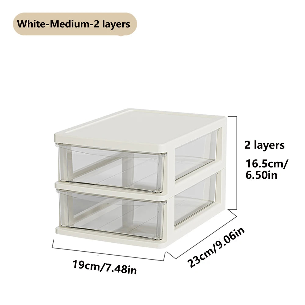 2-6Layers Medium Desktop Storage Box with Drawer Heightened Table Organizer Plastic Office storage cabinet for home