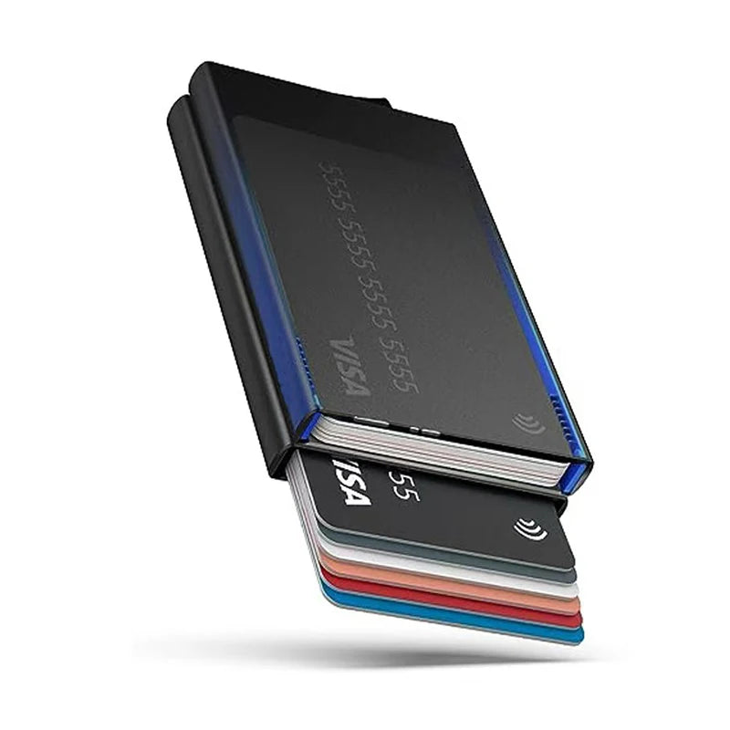 YATBEST Men’s Card Holder Metal Ultra-Thin Pop-Up Card Bag Mini Large Capacity Two-Layer Aluminum Box