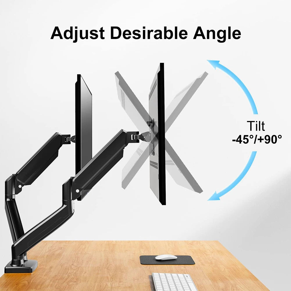 Dual Monitor Stand with C Clamp Monitor Desk Mount Holds Up To 19.8lbs Monitor Arm Desk Mount for 13 To 32 Inch
