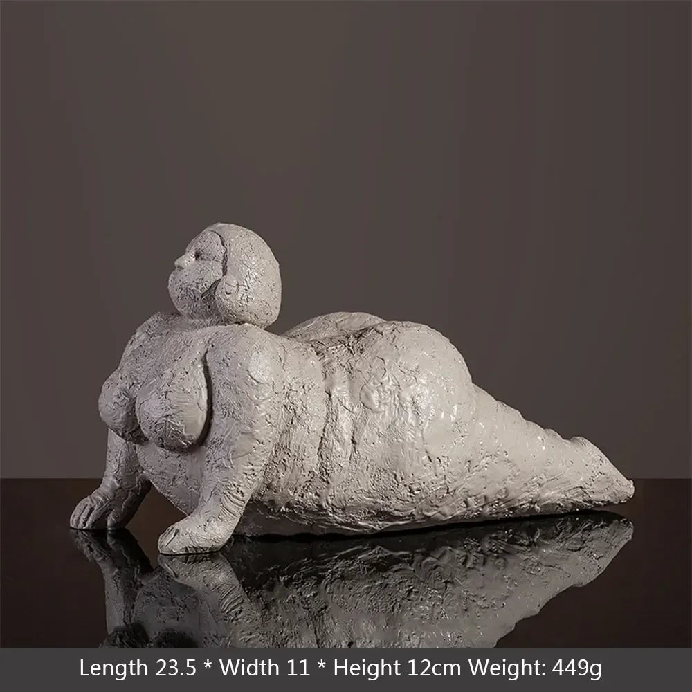 Resin Abstract Fat Lady Yoga Statue Home Decor Decoration Room Figurines For Interior Desk Accessories Sculptures