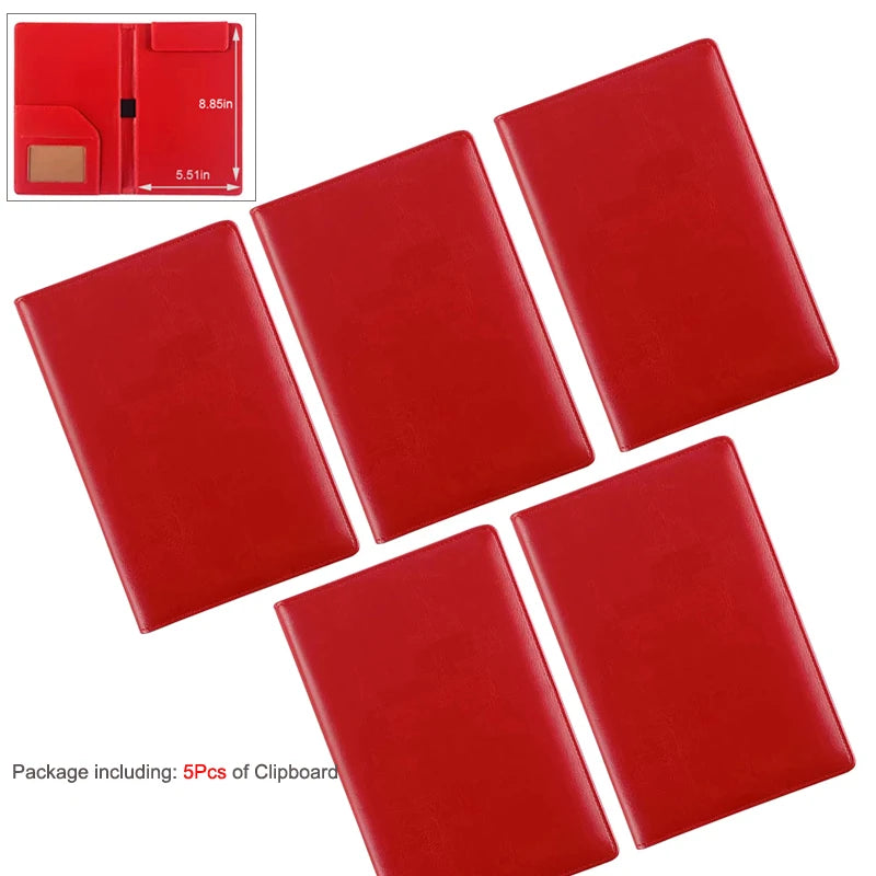 A5 / B5 Leather Padfolio Portfolio File Folder Clipboard Document Holder Business Contract Paper Clamp Writing Pad