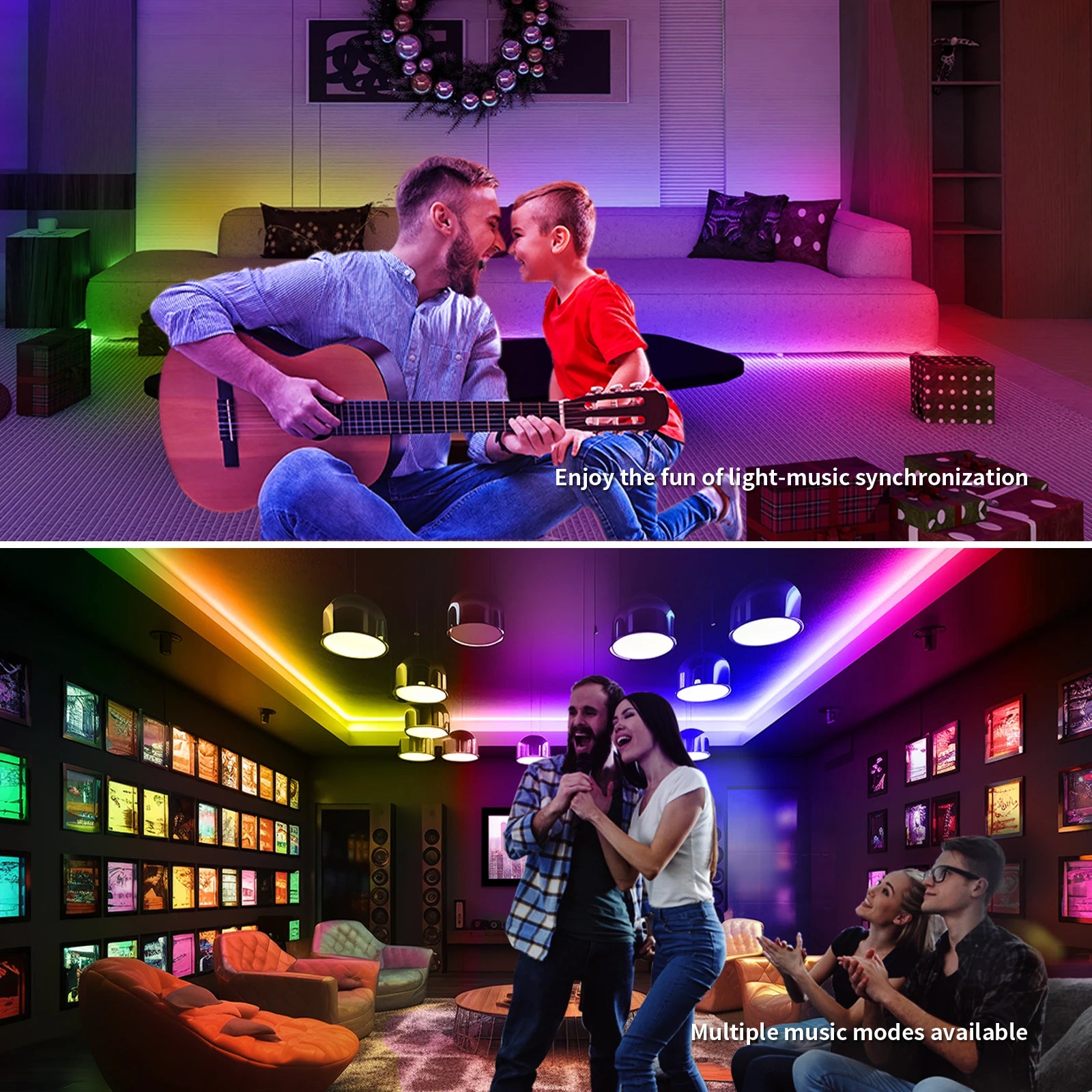 LED Strip Lights COB RGBIC 24V 6M/12M RGB LED Lights for Bedroom with RF Remote Smart Bluetooth APP Music Sync Strip