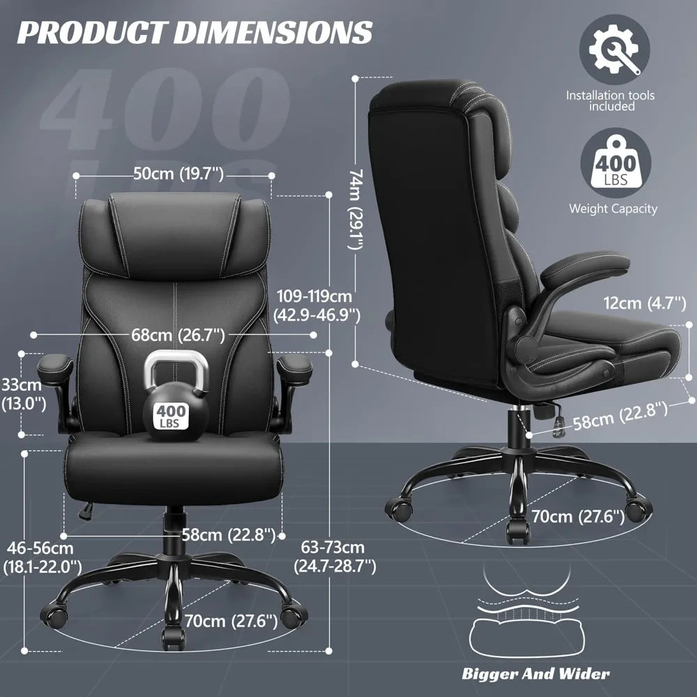 Office Chair Ergonomic Big and Tall Computer Desk Chairs Executive Breathable Leather Chair with Adjustable High Back