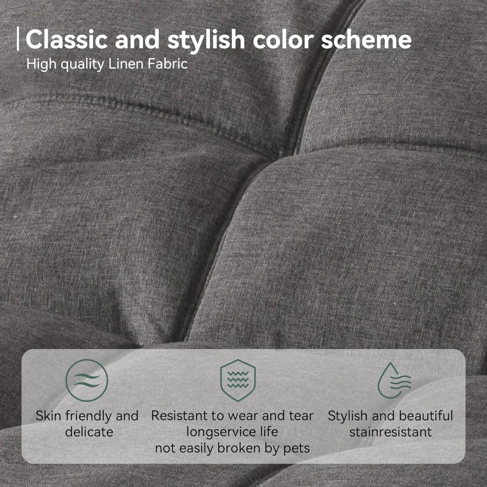 Convertible Futon Sofa Bed,71’’ Memory Foam Futon Couch,Detachable Cushion,Adjustable Backrest & Armrest,Linen Modern