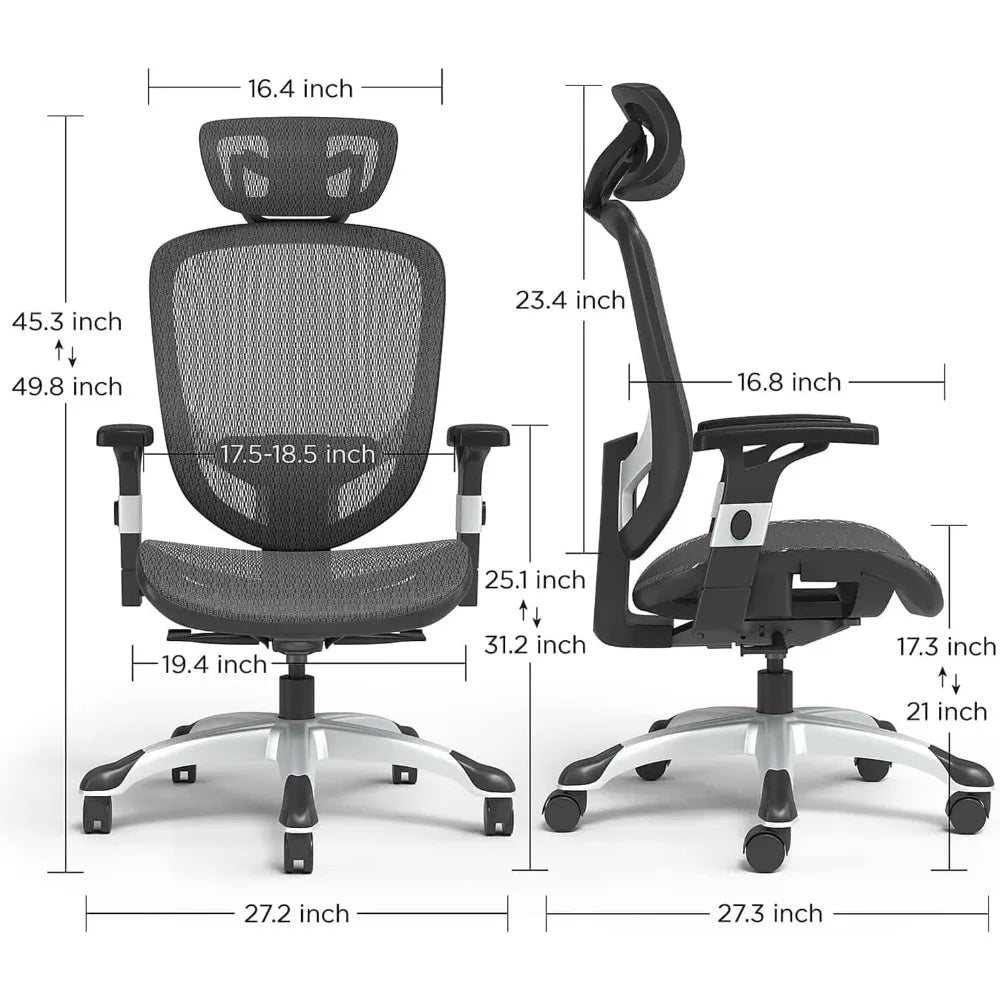 Hyken Ergonomic Swivel Task Chair Adjustable Office Chair with Breathable Mesh and Lumbar Support Perfect for Home