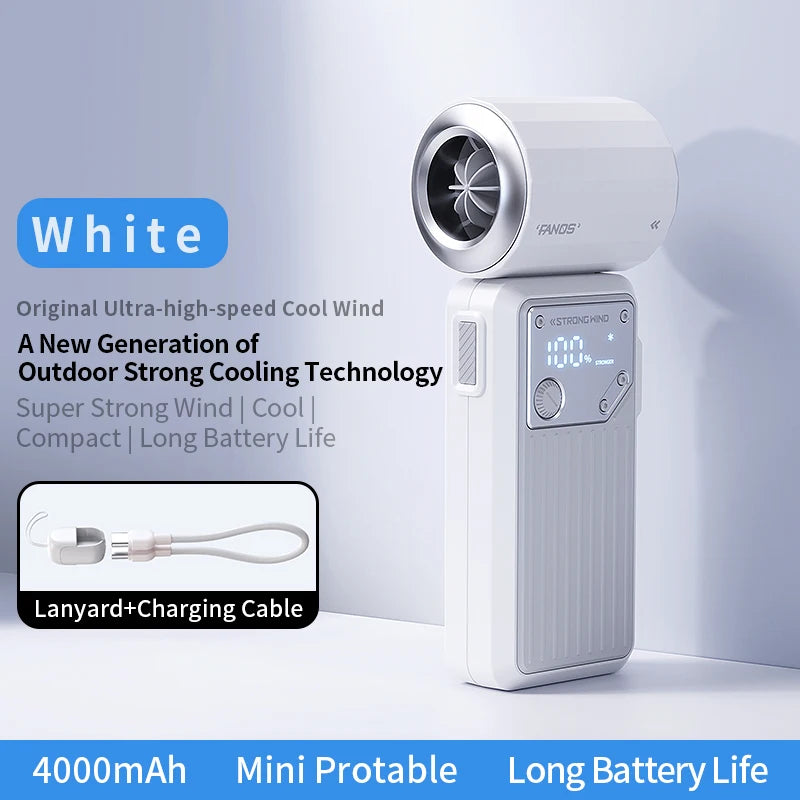 Mini Handheld Fan 4000mAh Pocket Portable High-speed Brushless Motor With Digital Display Outdoor Travel Cooling Turbo