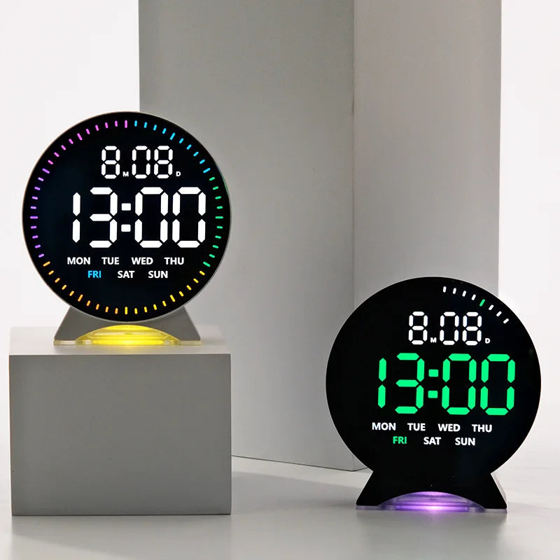 Personalized Jumping Seconds Display Electronic LED Alarm Clock Desktop Ambient Light Decor USB Table Clock with Auto