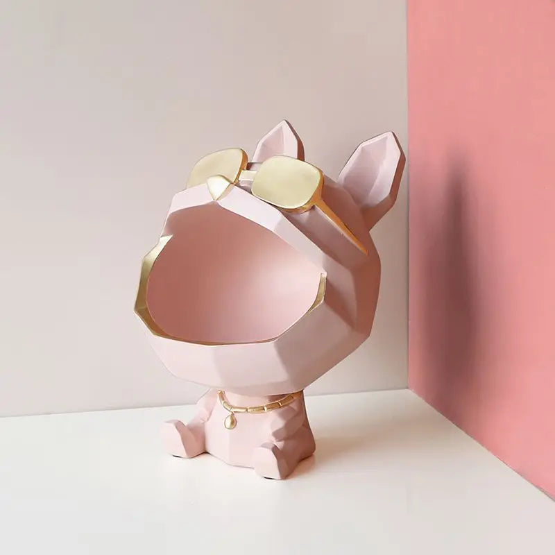 Geometry Dog Model Decoration Pendant Big Mouth Storage Sculpture Porch Desktop Ornaments Keys Lipstick Storage Jar