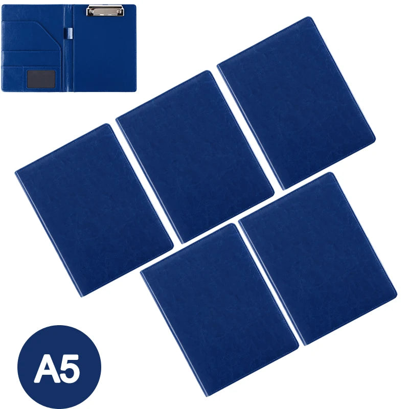 A5 / B5 Leather Padfolio Portfolio File Folder Clipboard Document Holder Business Contract Paper Clamp Writing Pad