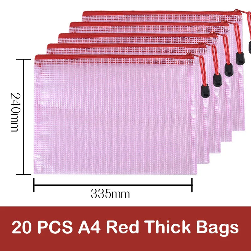 10/20 Pcs Mesh Zipper Pouch Document Bag Waterproof Zip File Folders A4 A5 A6 School Office Supplies Pencil Case