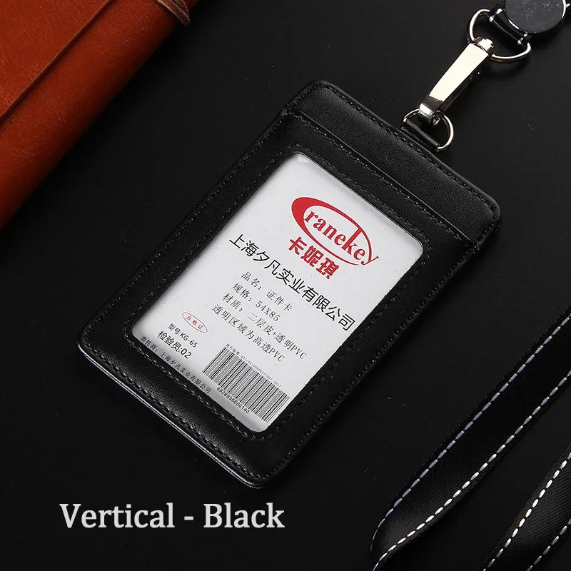 NEW ID Holders Bank Credit Card Holder Unisex Genuine Leather Card Case Business Working Id Badge Name Tag Covers