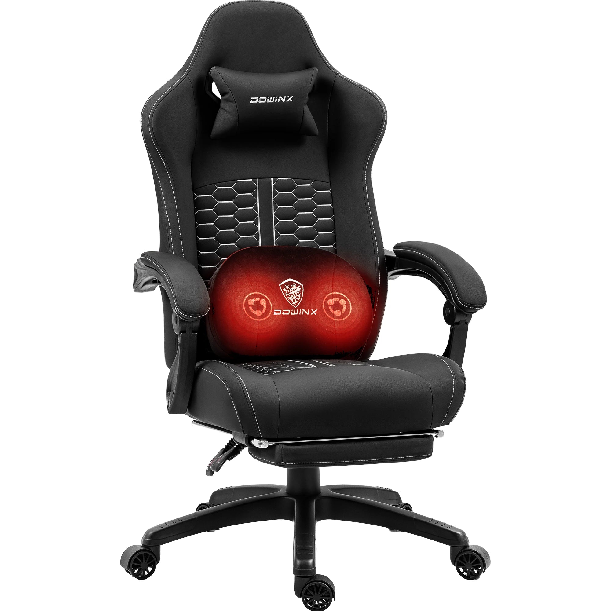 Dowinx Gaming Chair with Heated Massage Lumbar Support Ergonomic Gaming Computer Chair with Pocket Spring Cushion