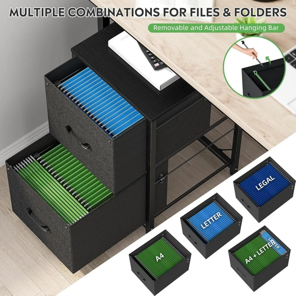 File Cabinet 2 Drawer Fabric Filing Cabinet Small Rolling Printer Stand Lateral Filing Cabinets Fits A4 Letter Legal