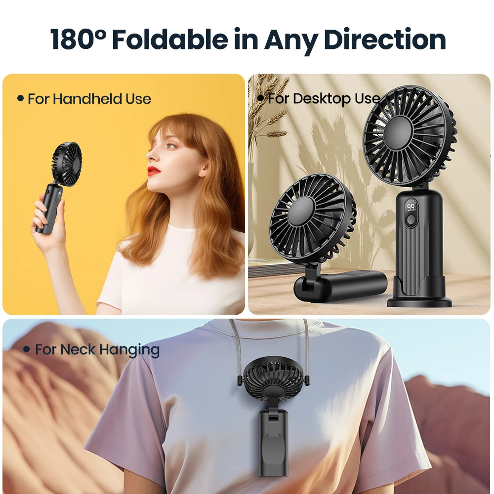 TOPK 5000mAh Portable Hand Held Fan,[7-24H of Working Time]Whisper-Quiet&Portable Design Superior Quality Mini Handheld