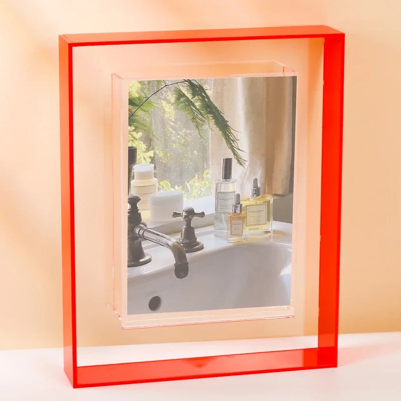 5 Inch Transparent Acrylic Photo Frame Box Photocard Holder Interior Frame Picture Display Stand Office Home Desktop
