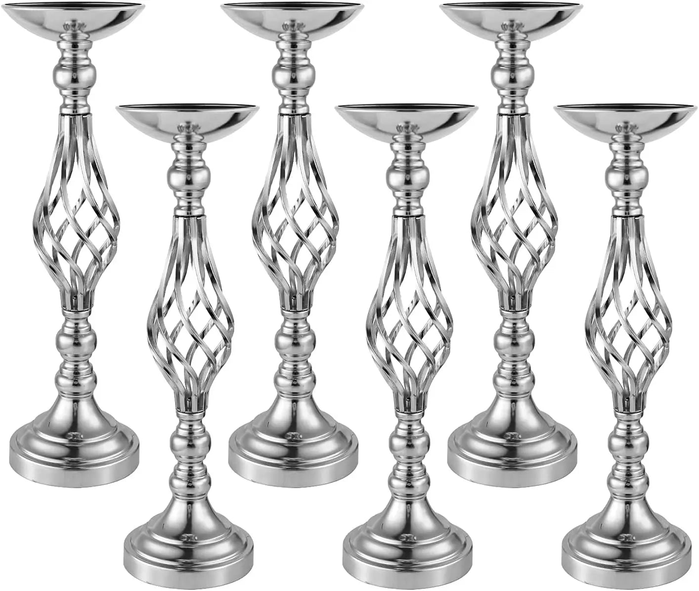6pcs Silver Metal Flower Vases18.7Inches Wedding Vases Centerpieces for Tables Flower Stand for Party,Birthday Flowers