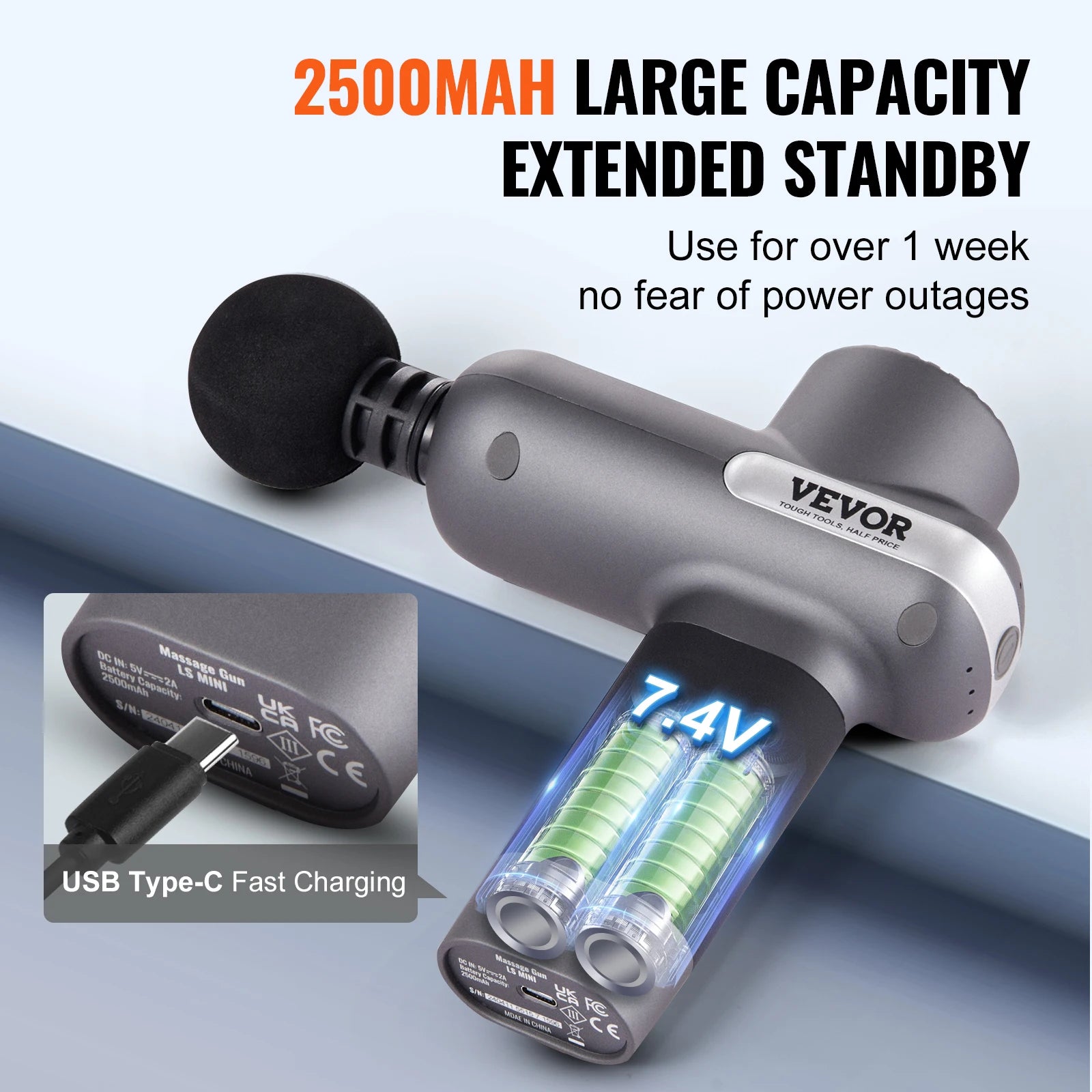 SucceBuy Mini Massage Gun Percussion Muscle Massage Gun for Athletes w/ 5 Speed Levels & 6 Massage Heads for Pain