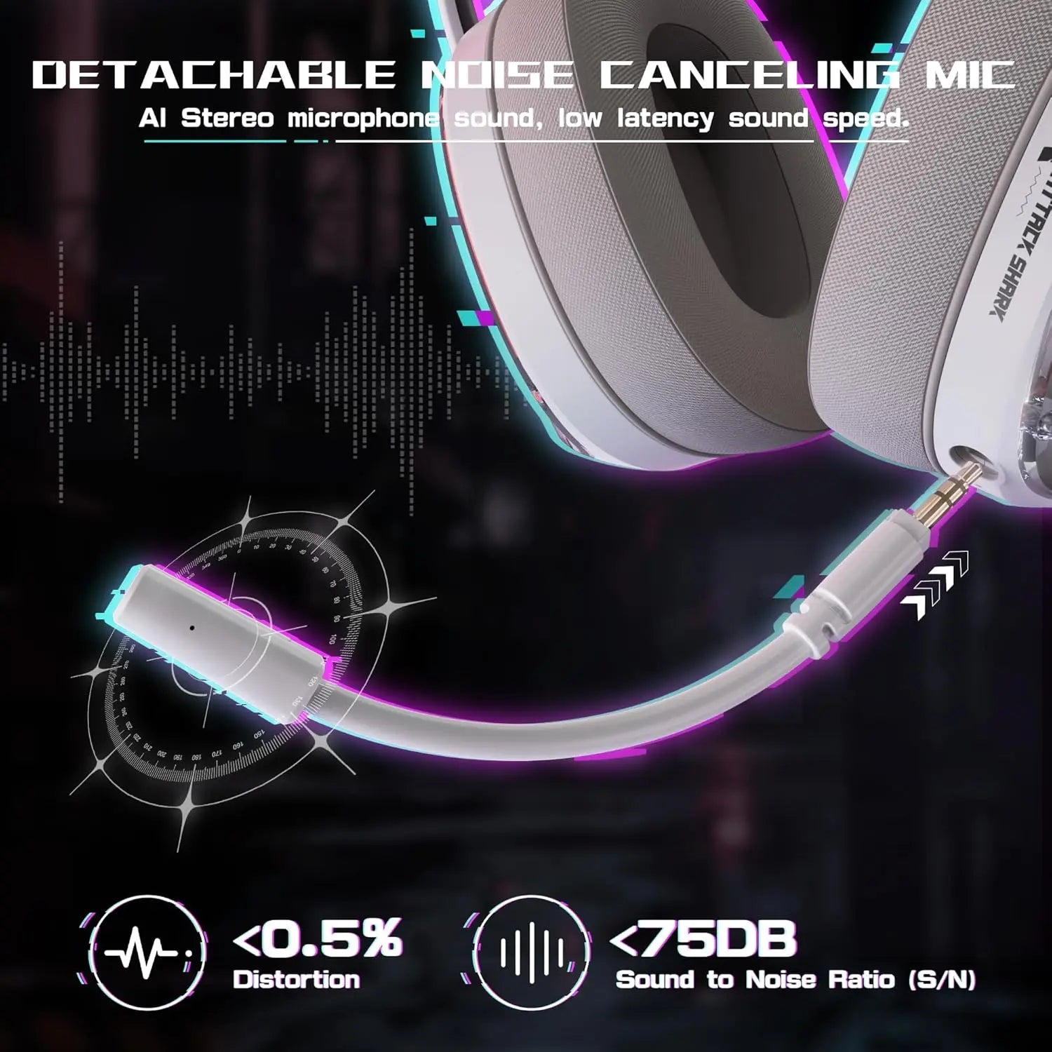 ATTACK SHARK L60 Ultra-light Gaming Headphone 2.4G/BT/Wired Tri-mode Wireless with Usb & Type C Receiver Detachable Mic