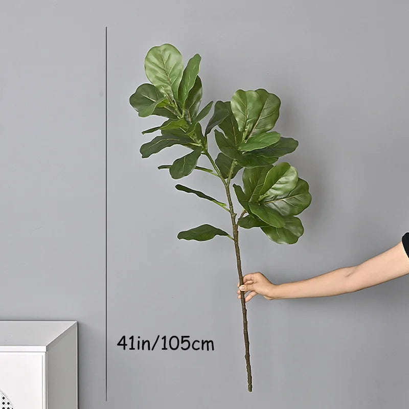23-41in Artificial Ficus Tree Fake Plants Tropical Plastic Palm Tree Real Touch Banyan Leafs Home Shop Office Garden