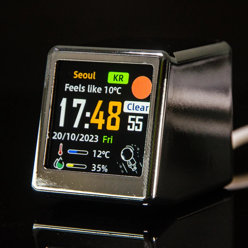 MINI Size Smart WIFI Weather Forecast Station Clock for Gaming Desktop Decoration. DIY Cute GIF Animations