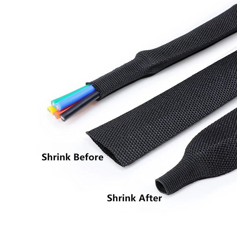 1/5/10/50M Heat Shrink Braided Sleeving Dia 4mm - 30mm Auto Car Wire Wrap Sheath Insulated Tube Line Protection PET