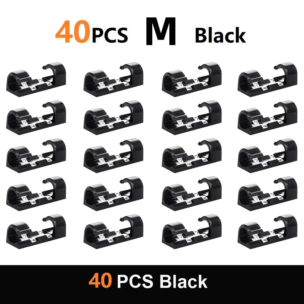 20/40PCS Cable Organizer Clips Cable Management Wire Manager Cord Holder USB Charging Data Line Bobbin Winder Wall